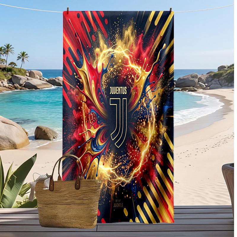Juventus FC Printed Beach Towel Quick Dry Soft TowelPortable Large Rectangular Beach Blanket for Travel Swimming Pool