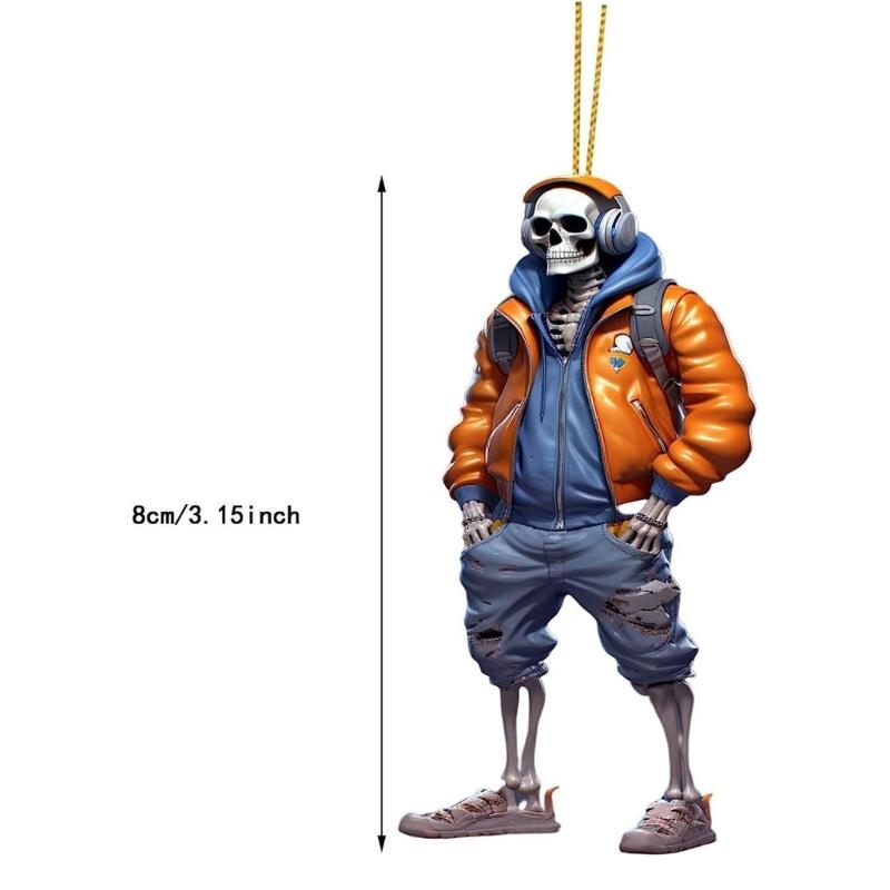 Mysterious Halloween Skeleton Pendant Cool Skul Statue Pendant for Halloween Decor and Car Ornament