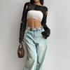 Women S Crochet Hollow Out Long Sleeve Short Knit Sweater