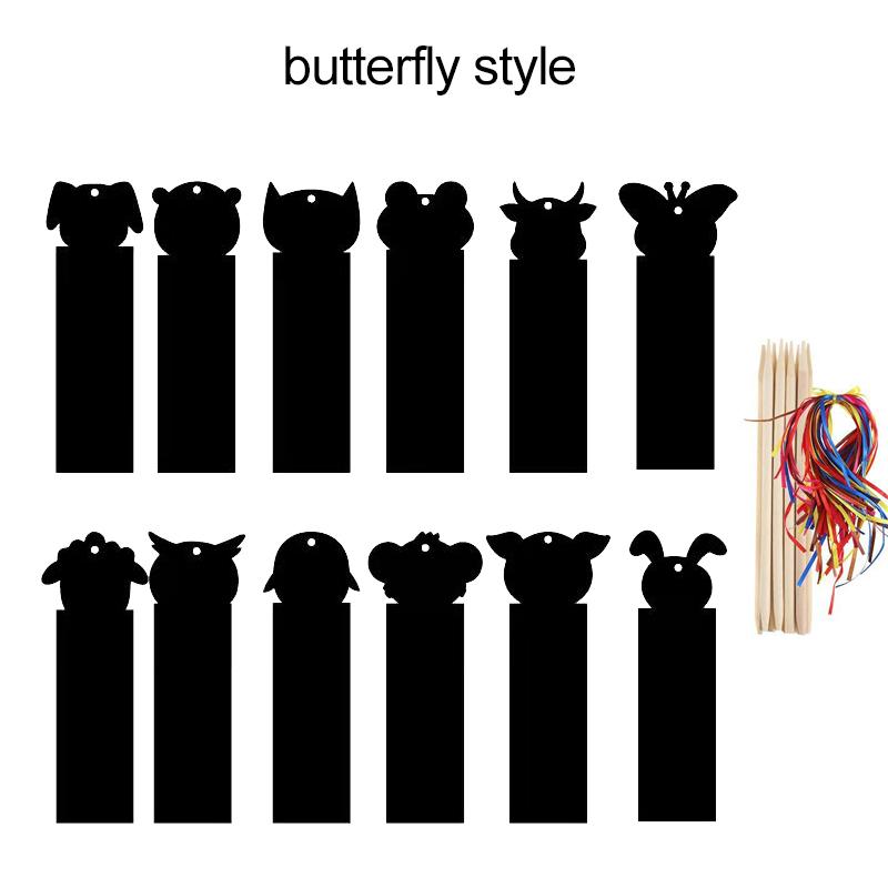 48Pcs Bookmark Scratching Painting Animal Dinosaur Unicorn DIY Crafts Magic Colorful Scratching Paper for Office Supplies TMZ