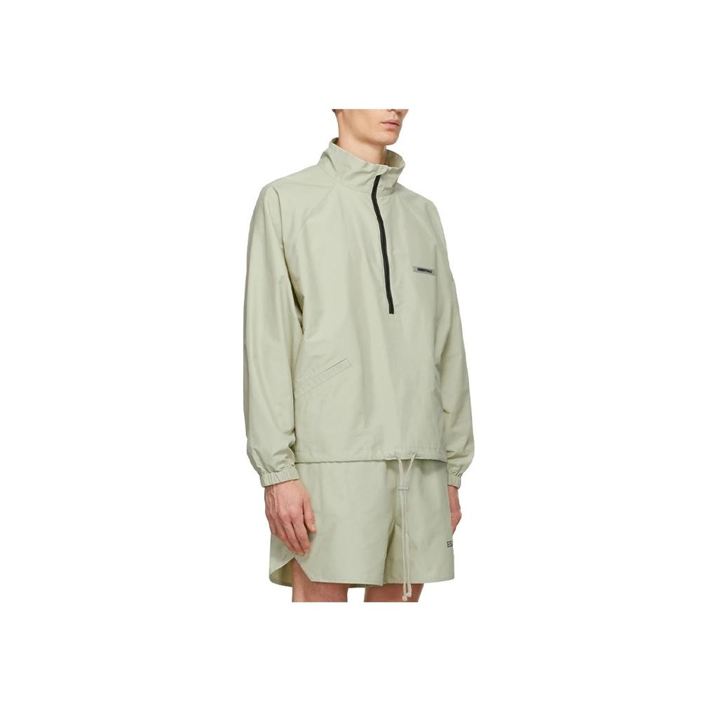 Fear of God Essentials Half-Zip Track Jacket With Shoulder Logo Unisex Jackets Sage FOG-FW20-191