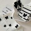 Women's Fashion Socks Long Medium Socks Black Ribbon 8-Piece Set