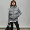 Autumn and winter new white goose down vest women's small hooded loose short puff vest