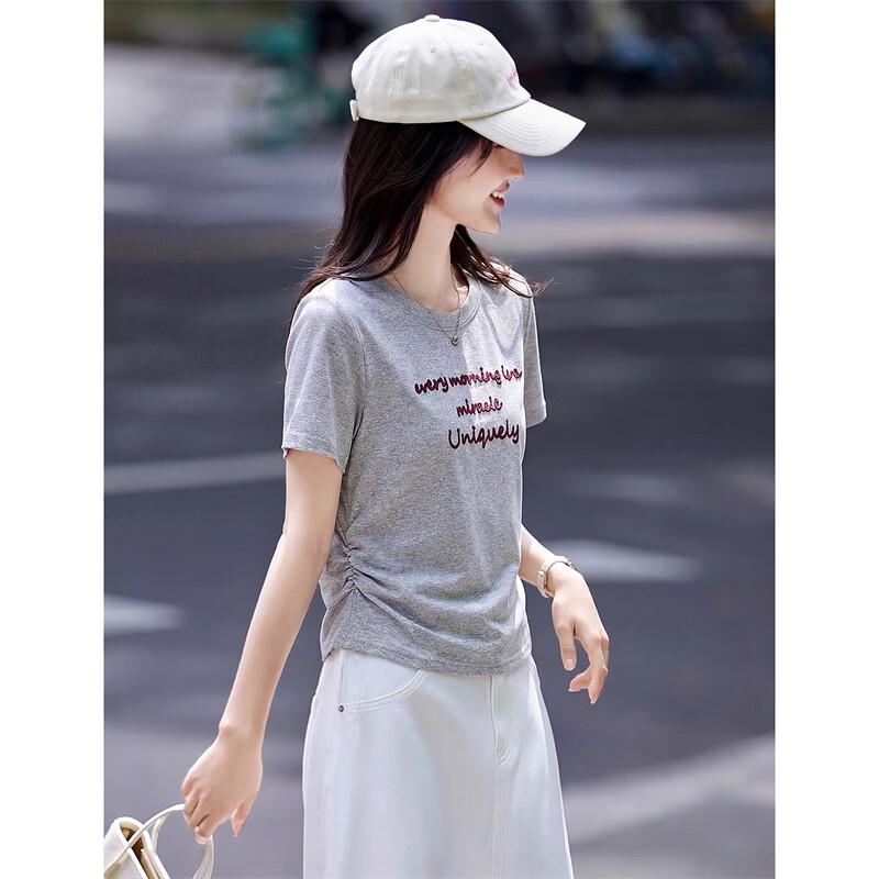 Xinfeiyu Women's Embroidered Summer T-shirt