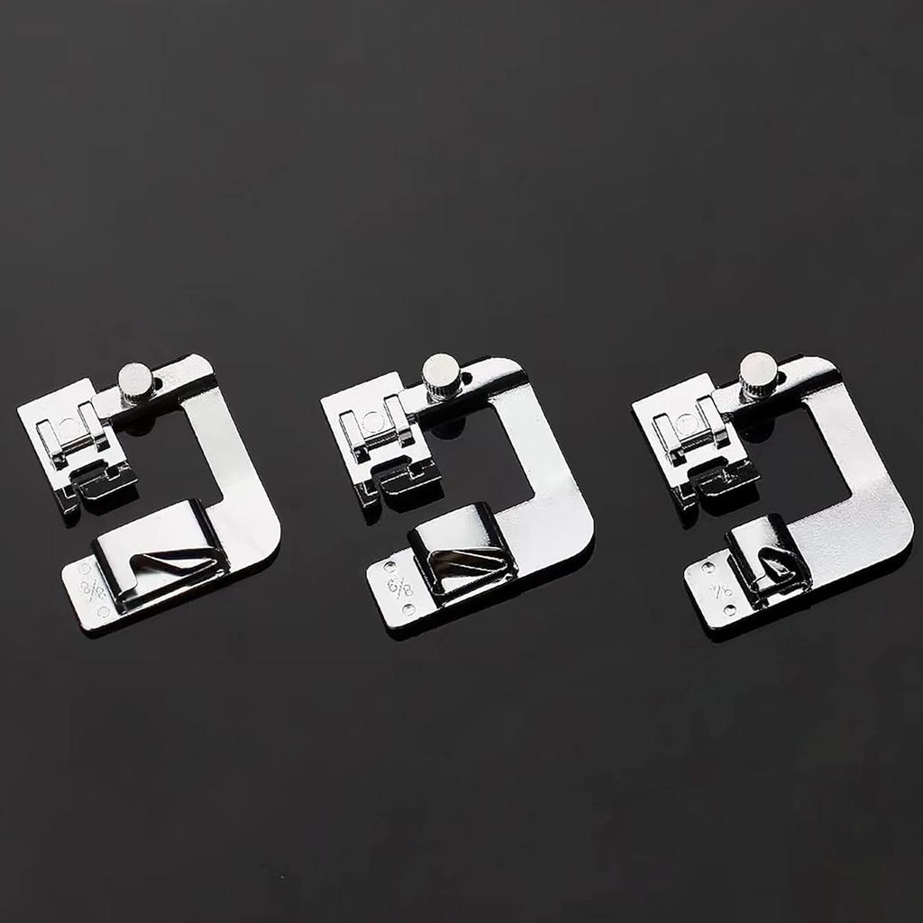 3 Sizes Wide Rolled Hem Pressure Foot Sewing Machine Presser Foot Hemmer Foot Set 1/2 Inch, 3/4 Inch, 1 Inch Low Shank Sewing Machine Presser Foot