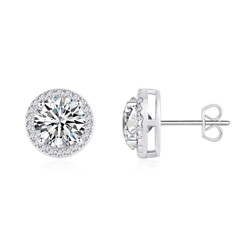 S925 Sterling Silver 2-Carat Moissanite Luxury Stud Earrings - Simple & Fashionable Design 925 Silver