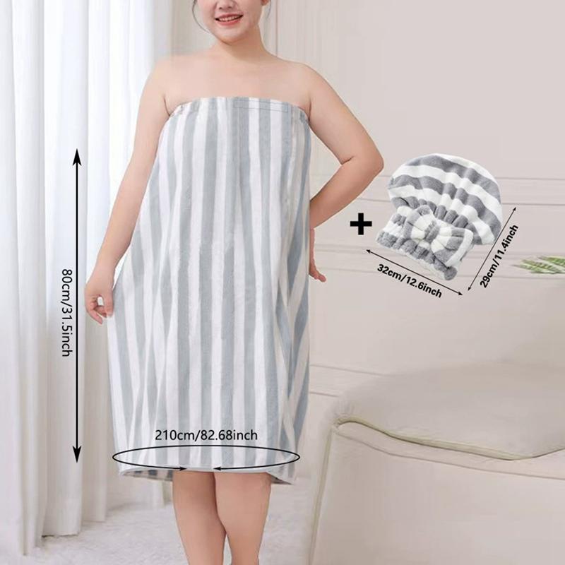 Women's Plus Size Absorbent Comfort Bathrobe and Shower Cap