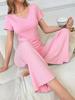 Europe and the United States Popular 1011 New Women's Casual Pajamas Lotus Leaf Lace Trousers Set Comfortable and Elastic