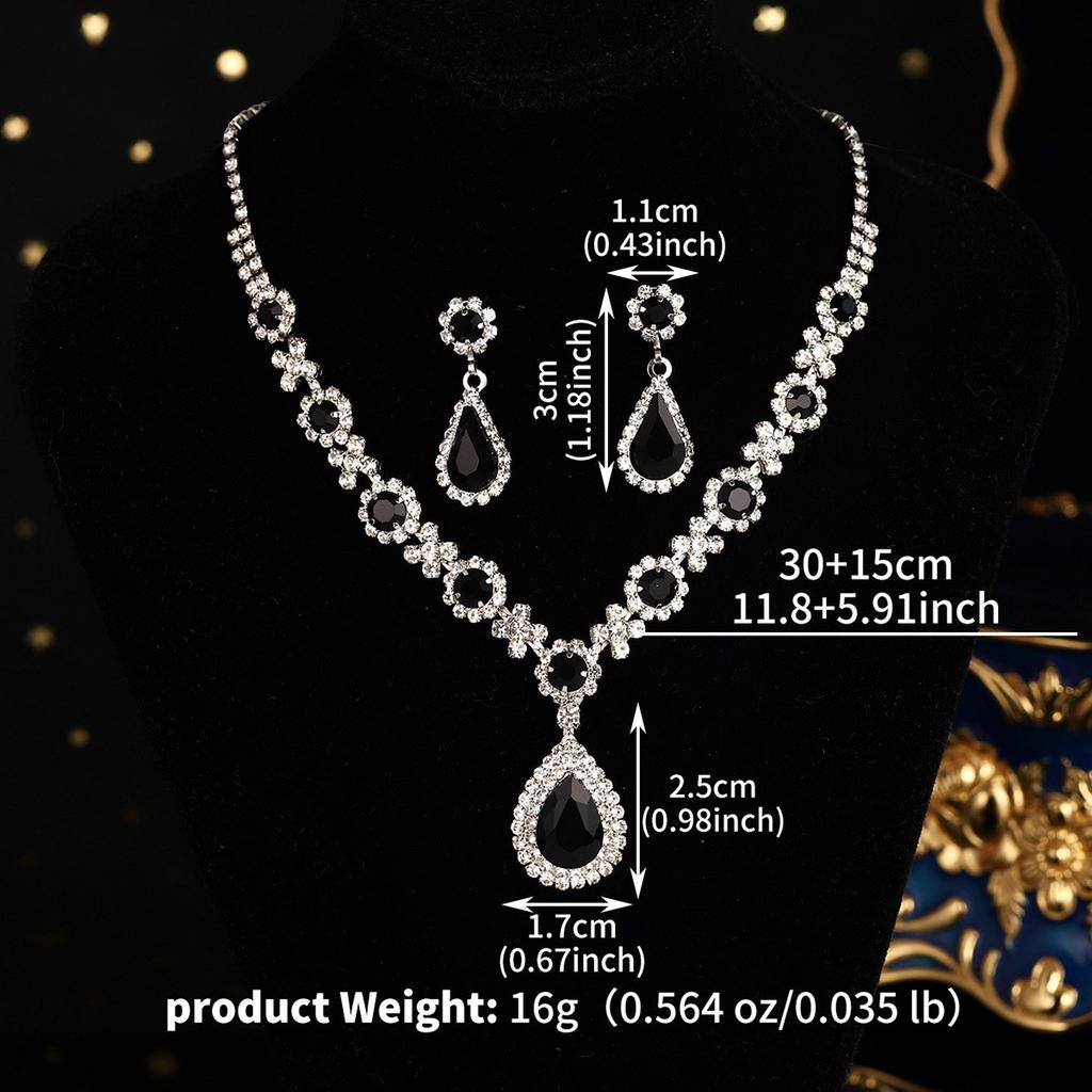 Bridal Wedding Necklace And Earrings Set Fashionable Claw Set Colorful Rhinestones Super Sparkling Banquet Jewelry Two Piece Set