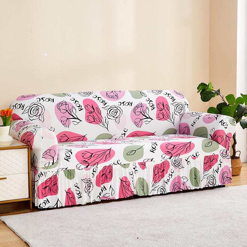 Seat Sofa Cover For Living Room Elastic Floral Sofa Skirt Covers Stretch Spandex L Shape Couch Armchair Slipcovers Home