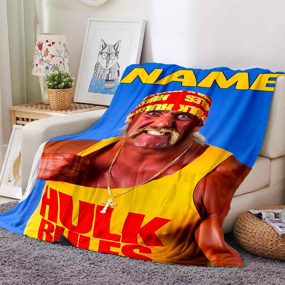 Customiz Name Personality Hulk Hogan  Blanket Soft &Warm Sofa Office Bed Travel Lunch Break Blanket, Gift Suitable All Seasons
