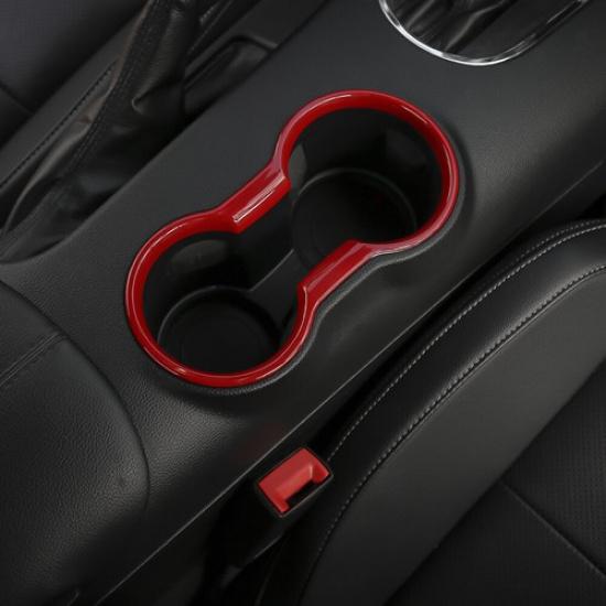 Car Central Gear Cup Holder Ring Cover Trim Bezel Decor Red For Ford Mustang 15+
