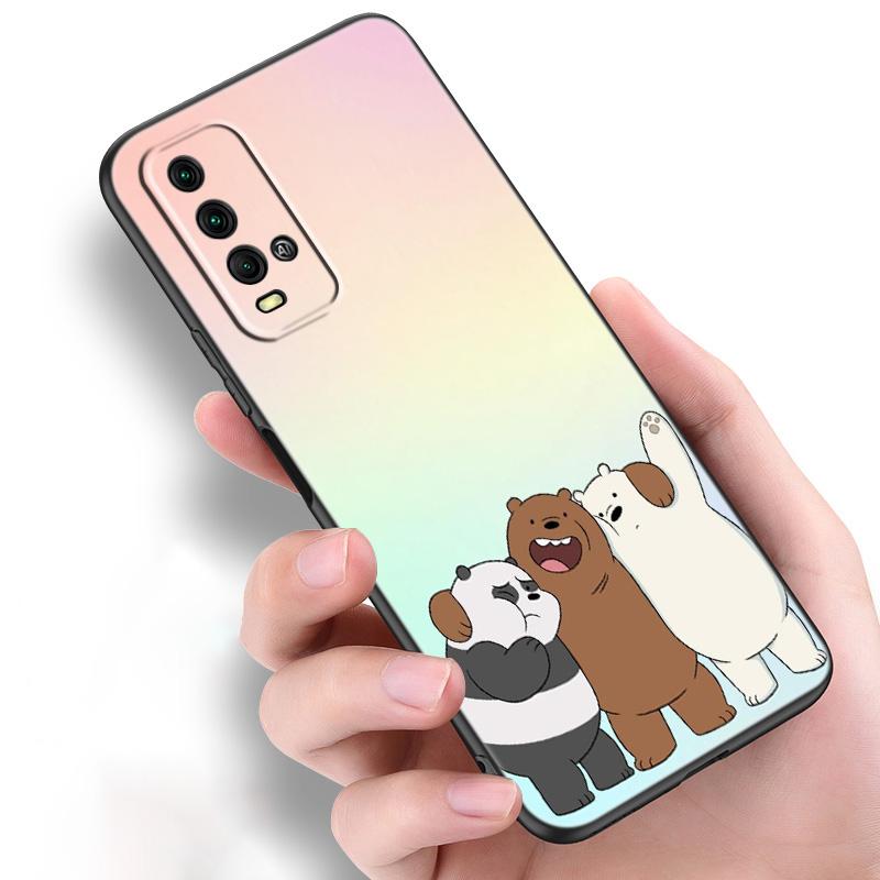 Niedliche Bär Panda Tier Silikon Handyhülle für Xiaomi Redmi Hinweis 11 10 9 8 Pro 11T 10T 10S 9S 8T 9 9A 9C 9T Schwarze Softcover