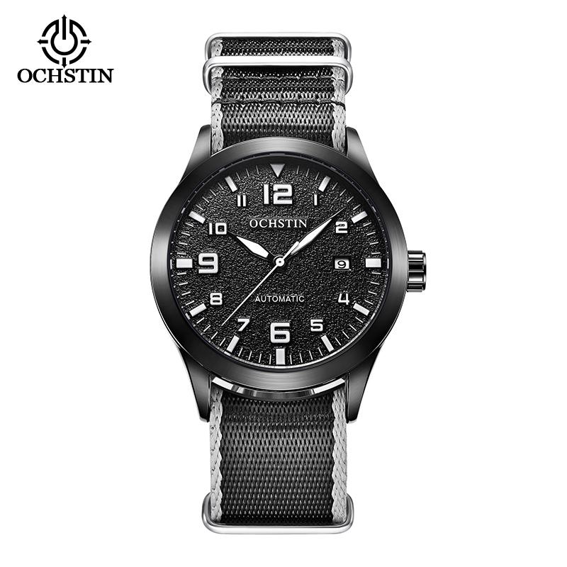 OCHSTIN Man Automatic Pilot Wrist Watches Luxury Self Wind Nylon Mechanic Male Clock Auto Date Relogio Masculino Gift for Men