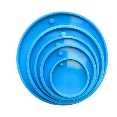 5x Resin Keychain Molds Round Silicone Keychain Mold Epoxy Resin Casting Molds with Hole Keychain Making for DIY Crafts