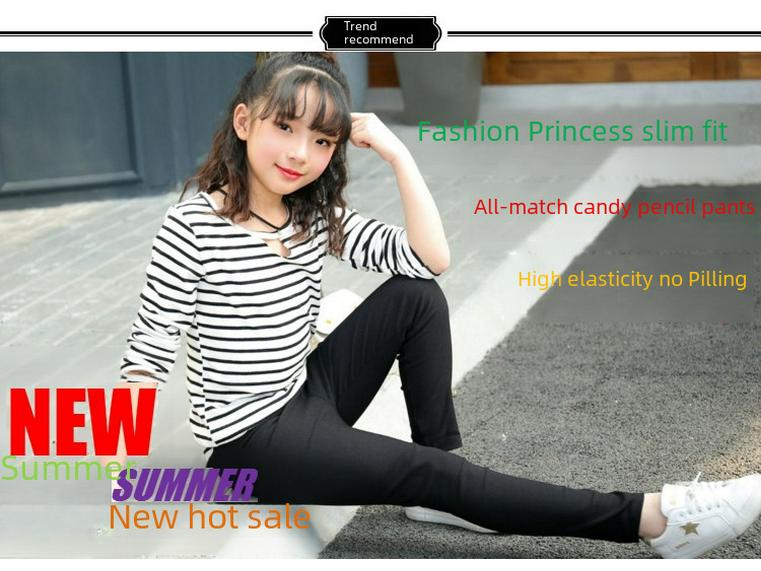 2022 Dziecięce Elastyczne Spodnie Ołówkowe: Style Wiosna/Lato dla Dziewczynek, Rozmiary Średnie/Duże, Etykiety Wciskane, Wszechstronne jako Odzież Wierzchnia, Dostawa Jednoczęściowa.