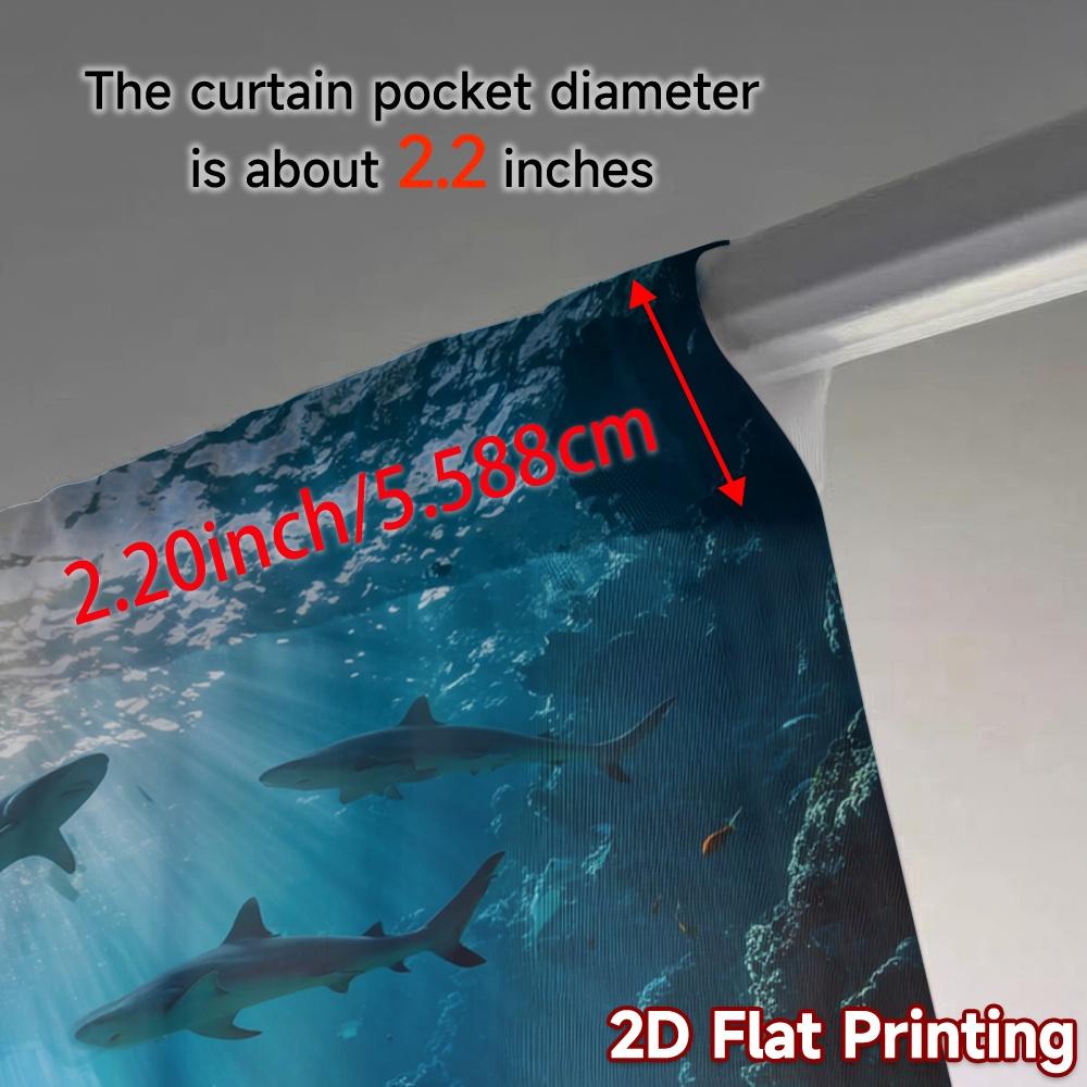 Modern Flat Printing Curtains Without Rod Ocean Predators Fashionable Polyester Gifts Set Of 2 Made