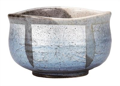 Kutani ware Iwataya Matcha kom, zilver glazuur K9-852