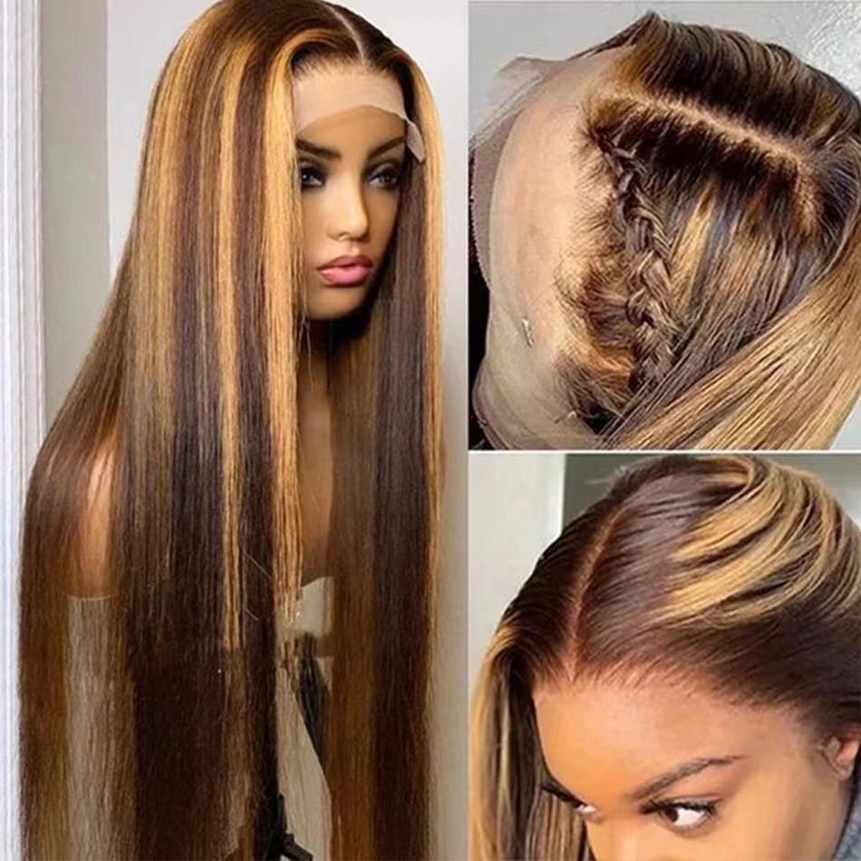 Light Gold Floral Lace Front Wig, Permable & Dyeable, Full Head Style