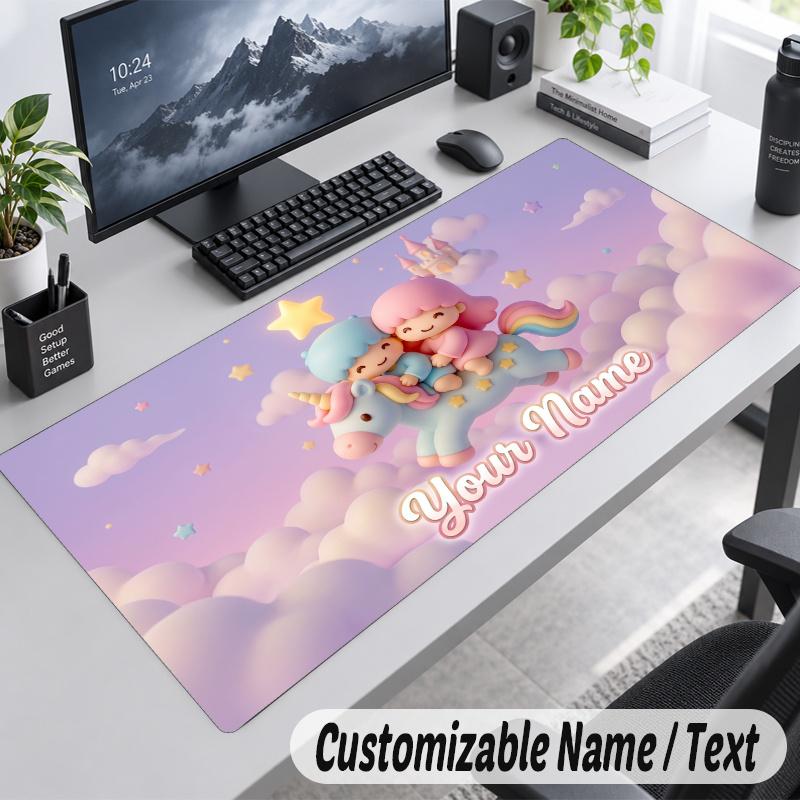 Little Twin Stars Personalized Large Mouse Pad Custom Name Text Extended Desk Mat Gaming Mousepad