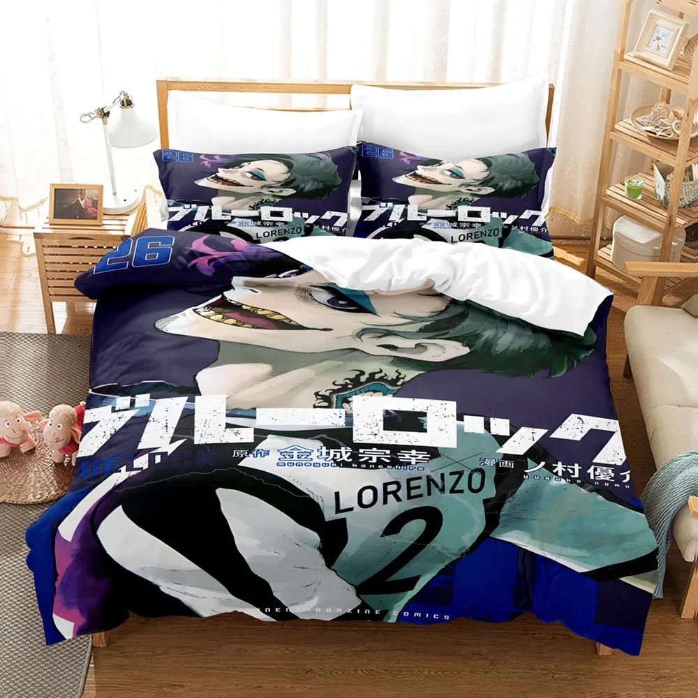 Blue Lock Bedding Set Hot Anime Duvet Cover Set with Pillowcases King Queen Twin Double Size Comforter Cover Set For Home Decor