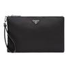 Enamel Triangle Metal Logo Nylon Toiletry Bag Clutch Small Men Bags Black 2NH004-064-F0002