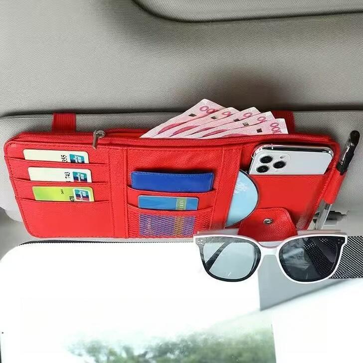 Car Organizer Light Barrier Car Sun Visor Organizer Clip Sunshade Storage Bag Zipper Sunglasses Pen Card Small Files Bracket