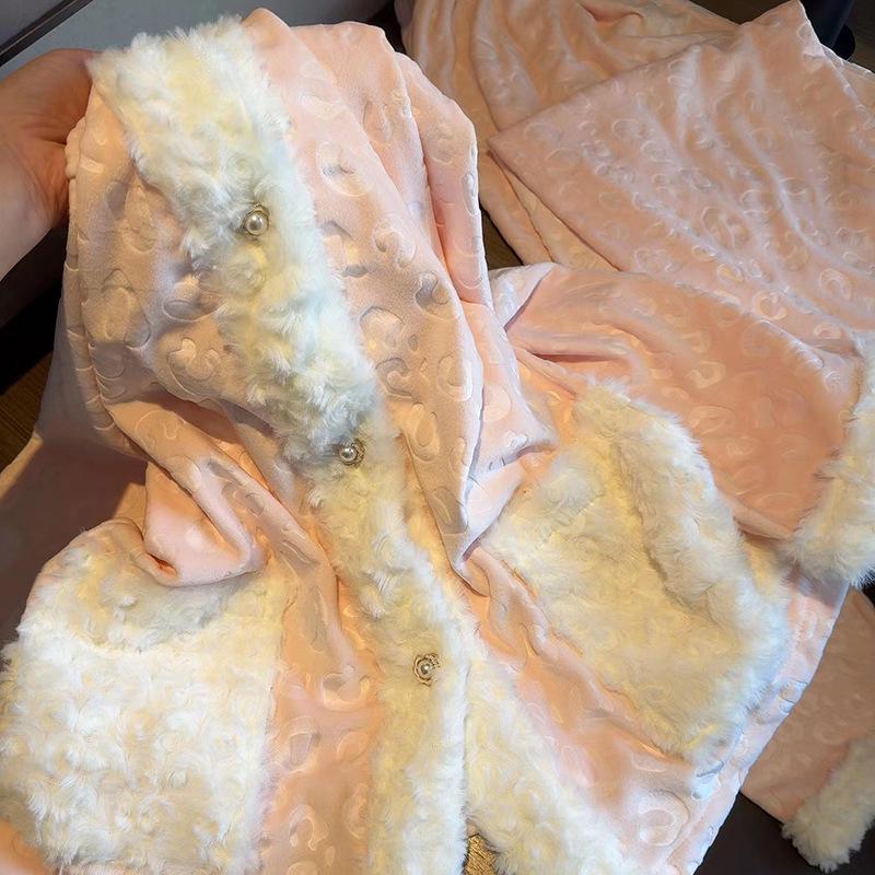 Sea Island Samt Damen-Pyjama-Set - High-End Herbst/Winter 2025 Stil, mit Plüsch, geeignet für drinnen und draußen