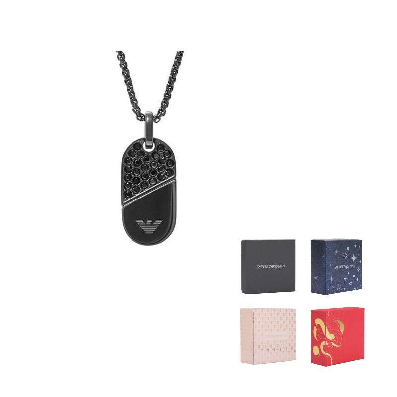 Emporio Armani Drehbarer Flip-Herz-Anhänger Halskette Unisex-Halskette Schwarz EGS3138001