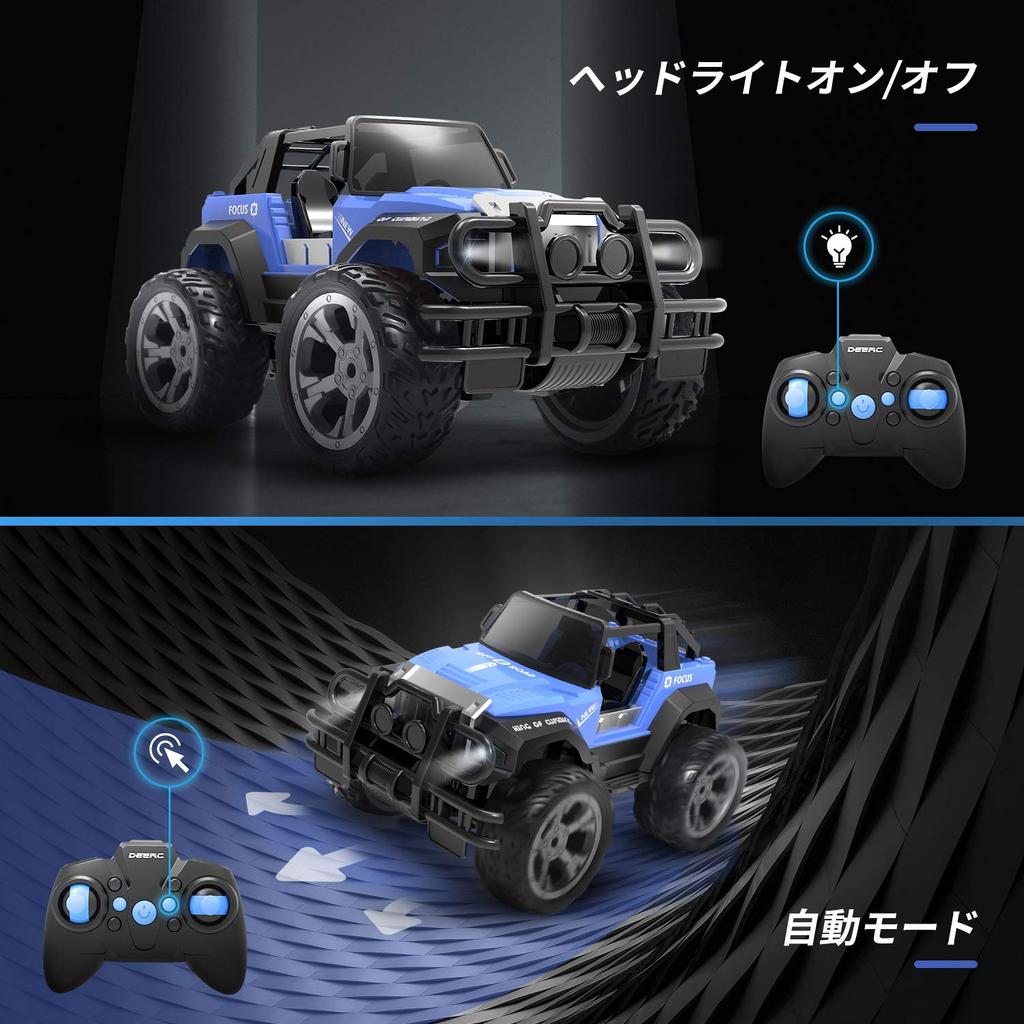 DEERC 118 Scale 2.4GHz Rechargeable RC Off-Road Jeep Car for Kids, 80 Minutes of Operation Time, Remote Control Car, Kids Toy, Christmas Gift for