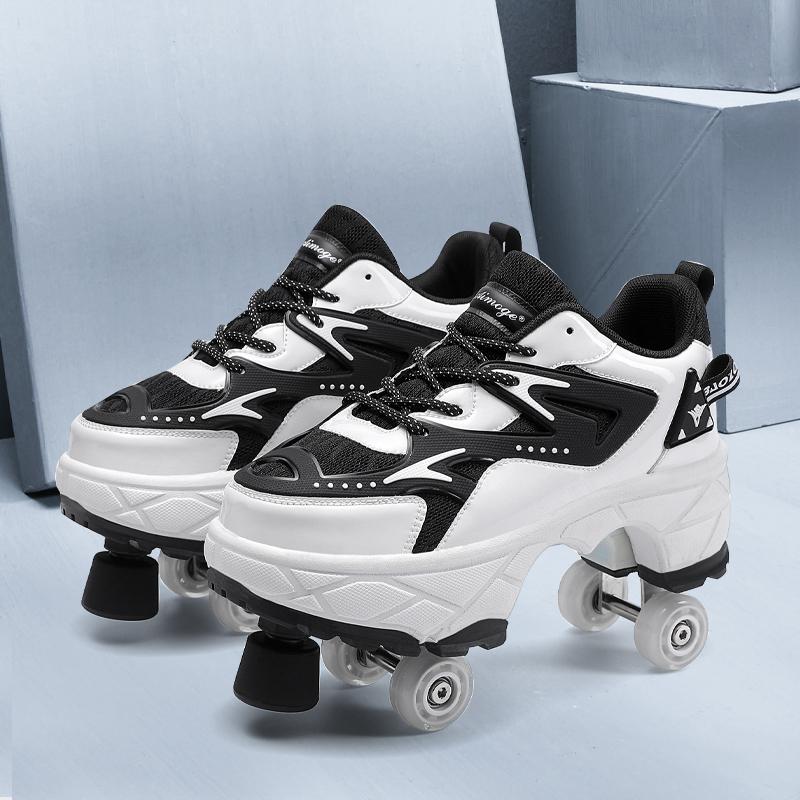 Scarpe Deformabili da Camminata a Quattro Ruote per Adulti Pattini a Rotelle da Uomo e Donna Pattini per Bambini Scarpe Sportive a Due Ruote per Bambini e Bambine