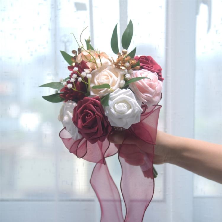 Decoration Wedding Bouquet Artificial Flowers Bride Handmade Durability Bouquet for Wedding Party Home Table Decoration