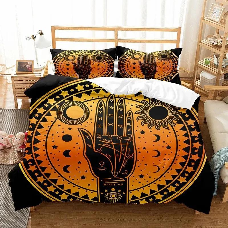 Sun And Moon Bedding Set King/Queen Size Twelve Constellations Zodiac Comforter Cover Adults Astrology Polyester Duvet Cover