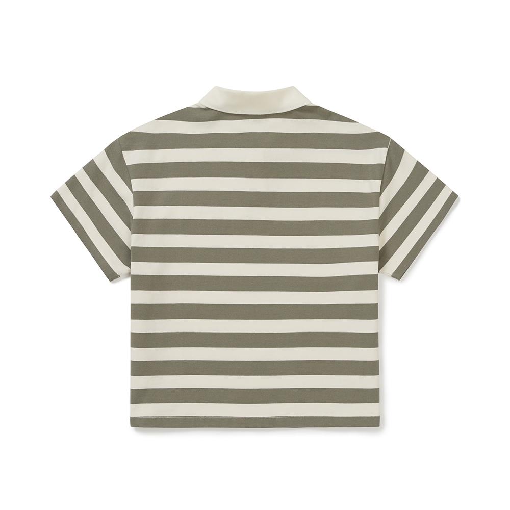 SNOWPEAK Cotton Women's Stripe Polo T-shirt Vintage Khaki (S25MWFPS69)