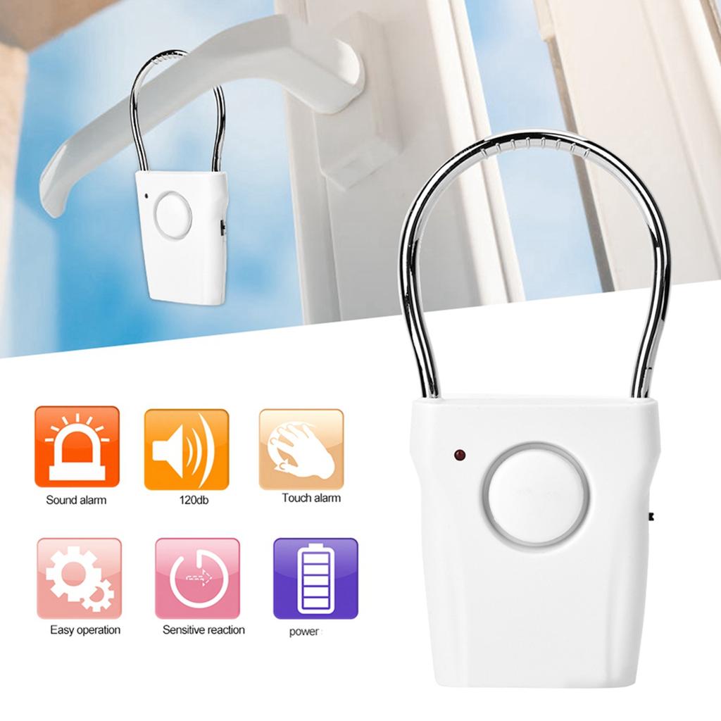 120dB Touch Sensor Door Handle Alarm Anti Theft Vibration Window Burglar Alert Home Security