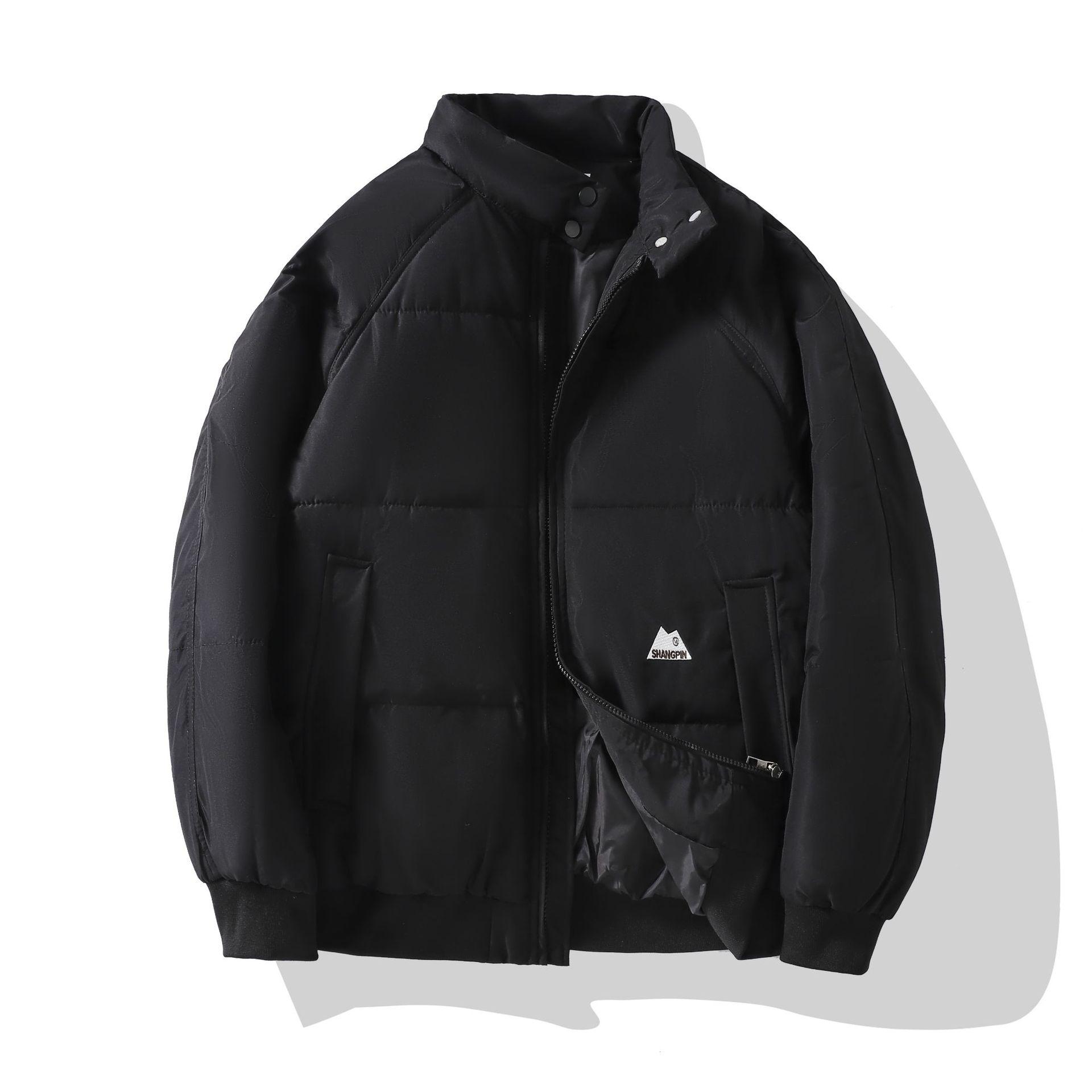 

Женская ветрозащитная легкая пушистая куртка с теплым воротником-стойкой, свободного кроя, короткая, повседневная, спортивная, из высококачественной ткани, хлопковое пальто, куртка XXL чёрный