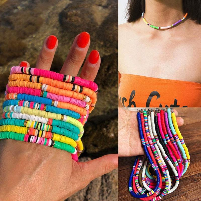 4394PCS/BOX 6MM Polymer Clay Beads Set Rainbow Color Clay Flat Chips Beads Bracelet Making Set DIY Boho Jewelry Materials Accessories Kit