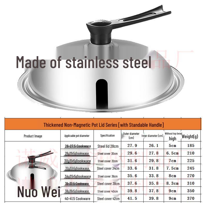 Stainless Steel Explosion-Proof Glass Wok Lid, Flat Bottom, 28CM-40CM