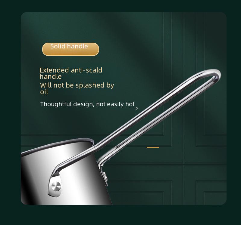 304 Stainless Steel Mini Deep Pot with Oil-Saving Filter for Gas Kitchen Frying Pan.