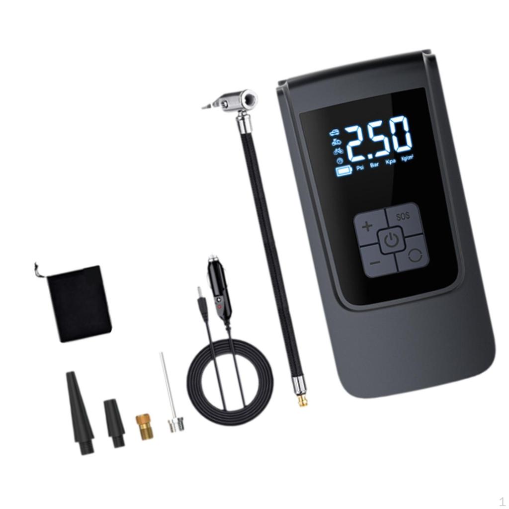 Air Pump Corded Car Tire Digital Compressor Lightweight for Automobiles Basketball with 4 Nozzle