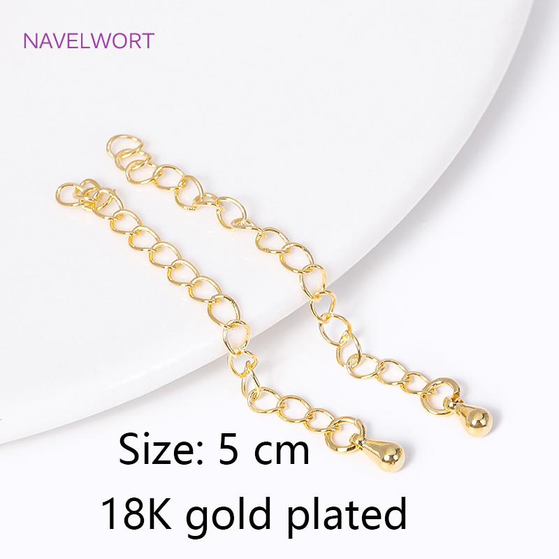 18K Gold Plated With Tag Extension Chain Brass Metal Extension Chains Connectors DIY Necklace Bracelet Jewelry Making Supplies