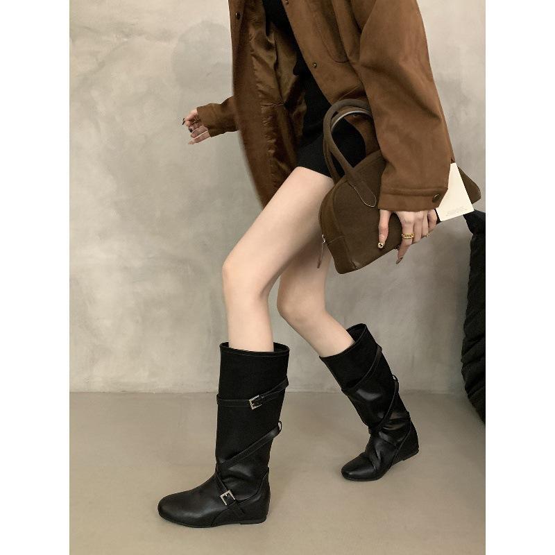 Inner Heightening Boots Maillard Pile Boots Boots Boots Women's Small Medium Boots Knight Boots Western Cowboy Boots Autumn