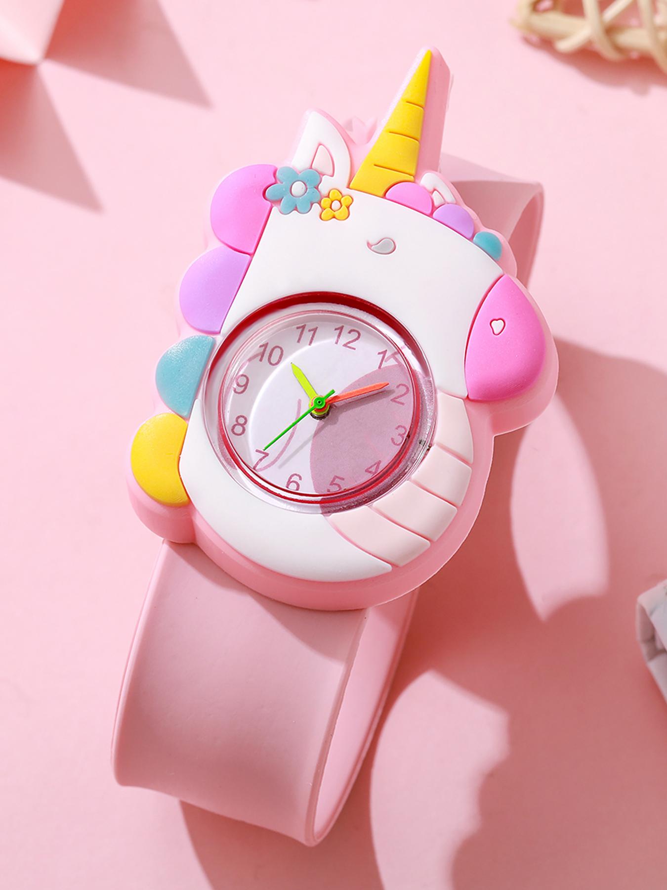 

New cute fashion cartoon pattern disc pointer silicone strap slap watch for students рожевий
