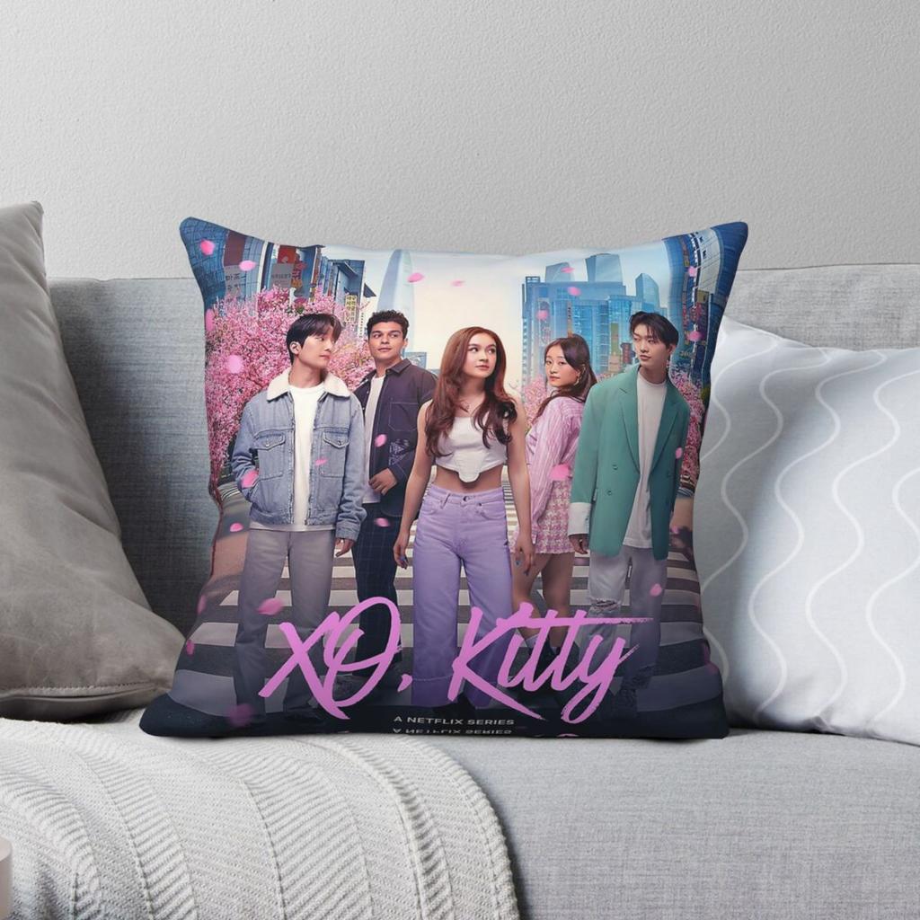 Federa Quadrata TV Xo Kitty Romance Poliestere Lino Velluto Stampata Cerniera Decorativa Federa Cuscino da Lancio Copricuscino per Stanza