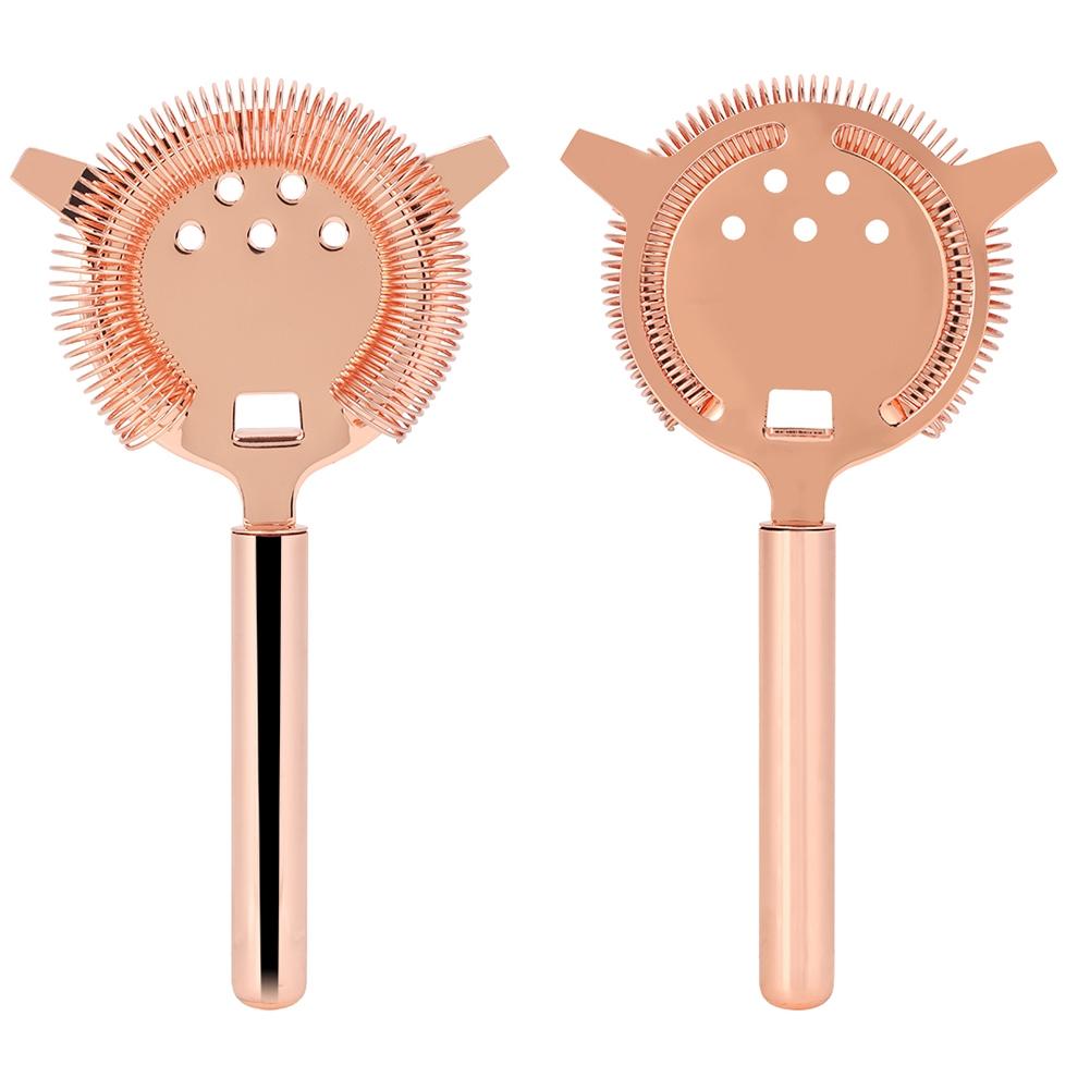Stainless Steel Cocktail Strainer Shake Drinks Ice Mixed Filter for Bar Club Party (Rose Gold)