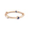 Blue Sapphire Bezel- 925 Set Stacking Band Ring - 925  Sterling Silver Rose Gold Vermeil