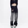 Birnenförmige High-Waist Schwarze Gradient Wide Leg Jeans für Damen - Schlankmachende Straight Leg Hose für Frühling und Herbst