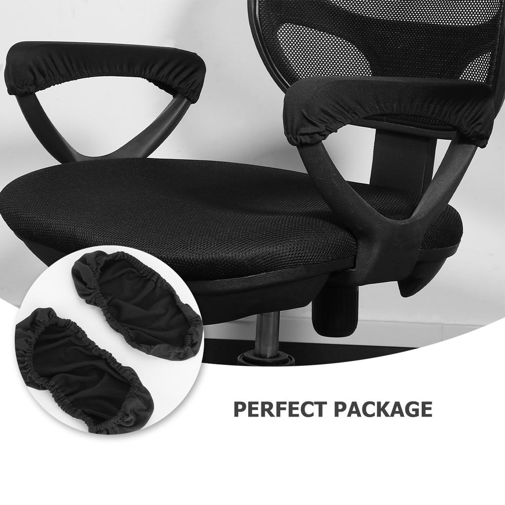2pcs Black Chair Handle Covers Fabric Armrest Slipcovers Soft Pads Gaming Office Recliner Elastic Dustproof Comfortable Cover