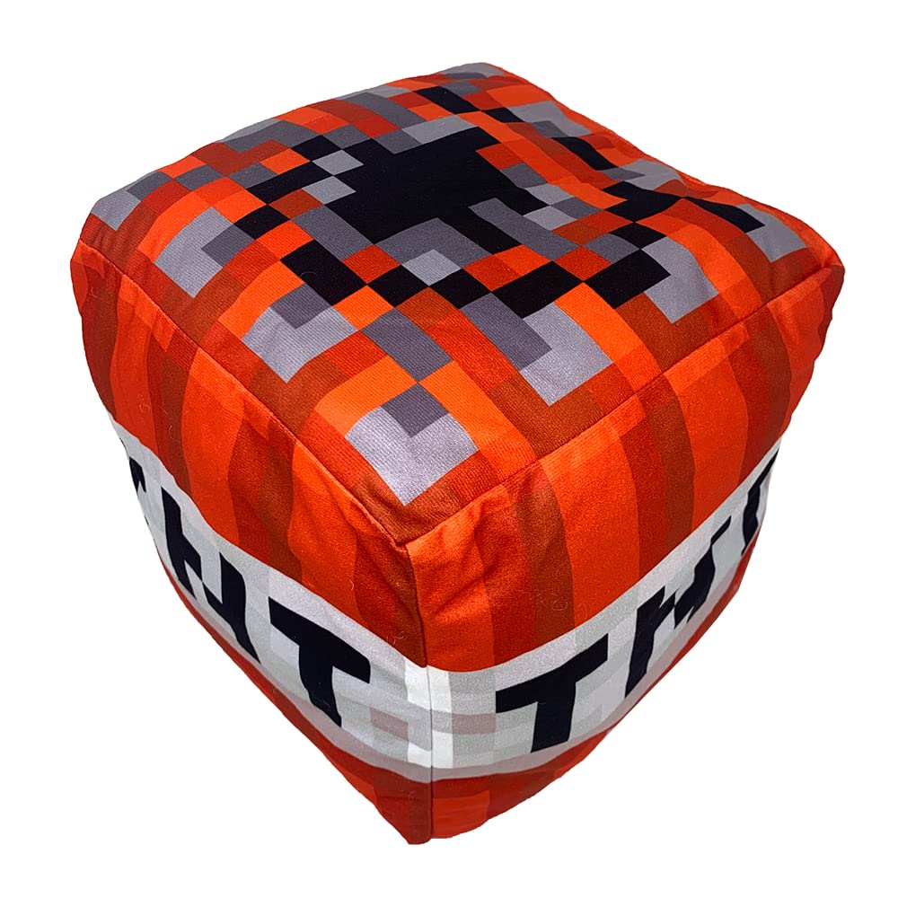 Official Cube-Shaped Block Big Plush Toy Set of 2 (Creeper & TNT), Approx. 24cm
