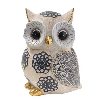 Statue Figurine Hibou Artistique en Résines avec Motifs Floraux Ornement Décoratif Sophistiqué pour la Maison pour Décorations Intérieures